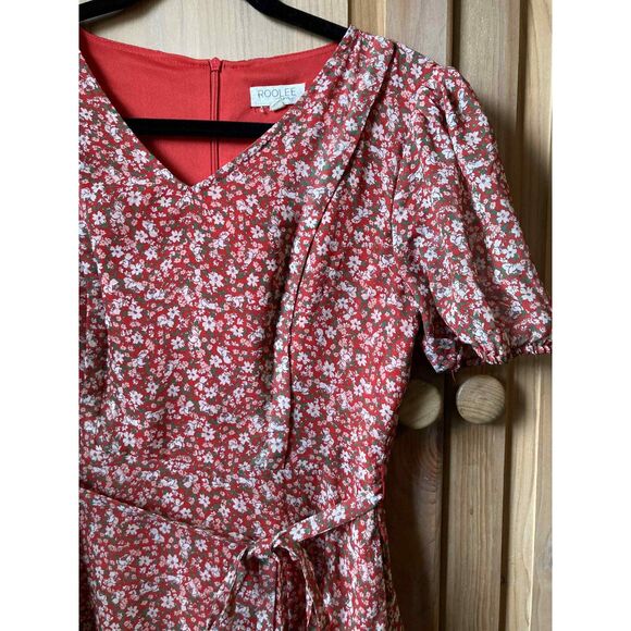 Roolee Mom Nursing Dress Red Floral Hidden Zippers XS - Picture 5 of 7